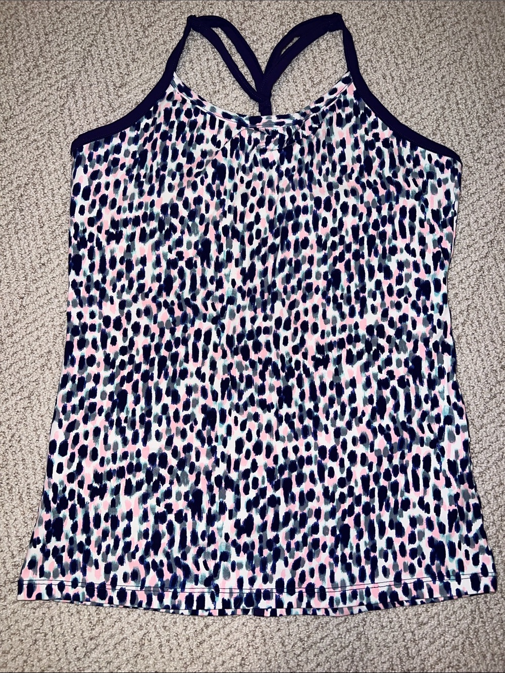 Women's Pink & Navy Animal Print Strappy Tank Top
